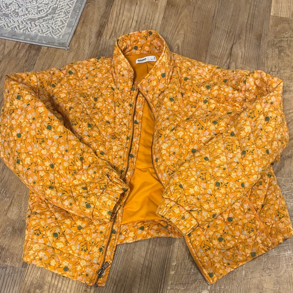 Sonoma Orange Quilted Floral Jacket